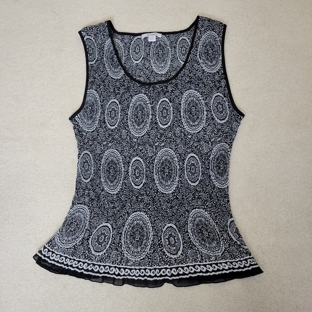 Dressbarn Woman Size 18/20 Sleeveless Pullover Pleated Flare Top Black & White